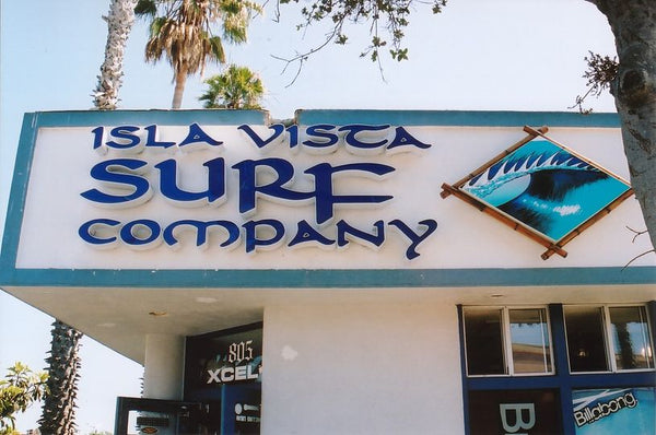 Isla Vista Surf Co. close up of signage